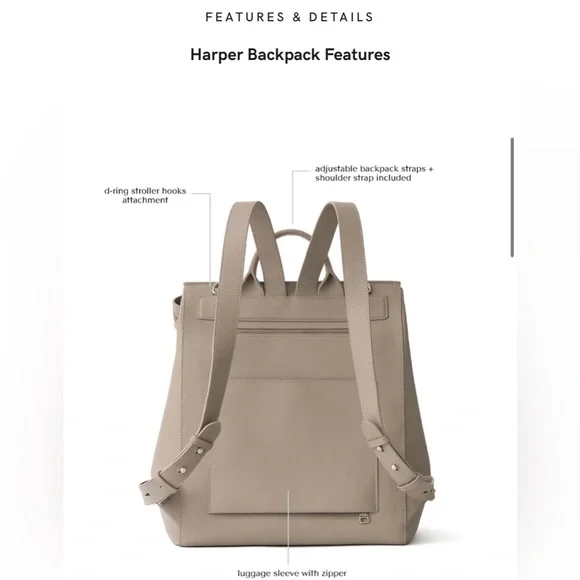 Harper Full Backpack (Leather) in Desert - Picture 5 of 15